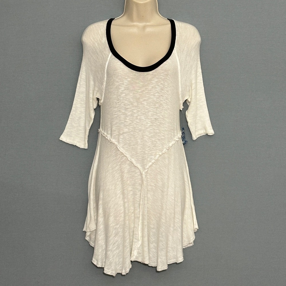 Free People Intimately Weekend Layering Top L Snow Combo Frayed Tunic Boho Fairy